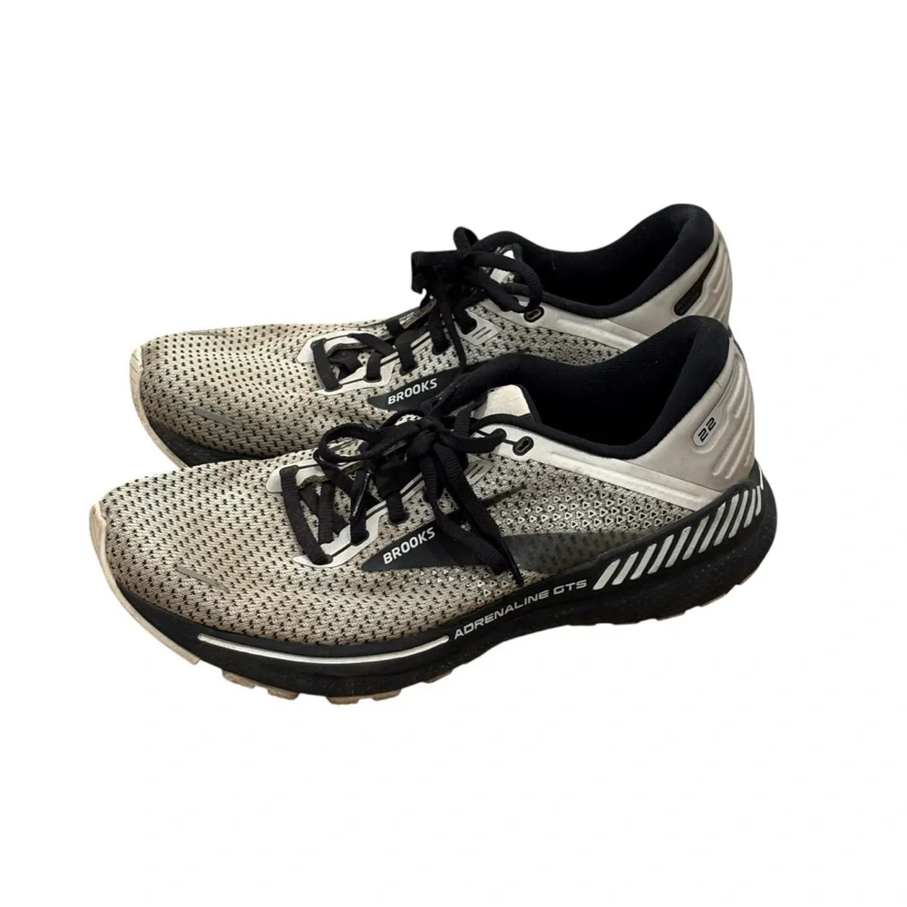 Brooks Womens Running Shoes Size 8.5 Adrenaline GTS 22 White Black 1103661D135